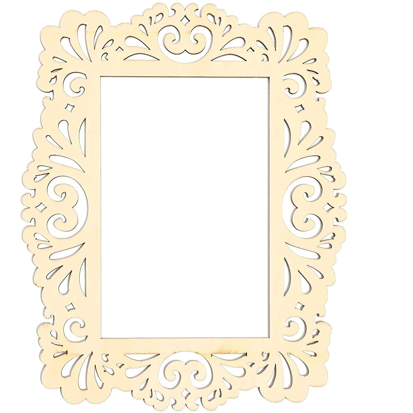 Unfinished Wooden Picture Frames for Crafts with Cutouts and String - Pack of 6