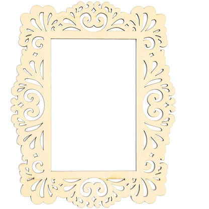 Unfinished Wooden Picture Frames for Crafts with Cutouts and String - Pack of 6