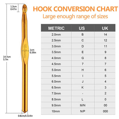 14 pcs Multicolor Aluminum Crochet Hooks Knitting Needles Craft Yarn 2-10mm …