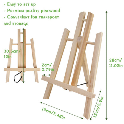 12 Pack 11.8" Tabletop Easel, Portable A-Frame Tripod Tabletop Easel Set for Painting Party & Displaying Canvases, Photos, Display Tripod Holder Stand for Students Kids Beginners