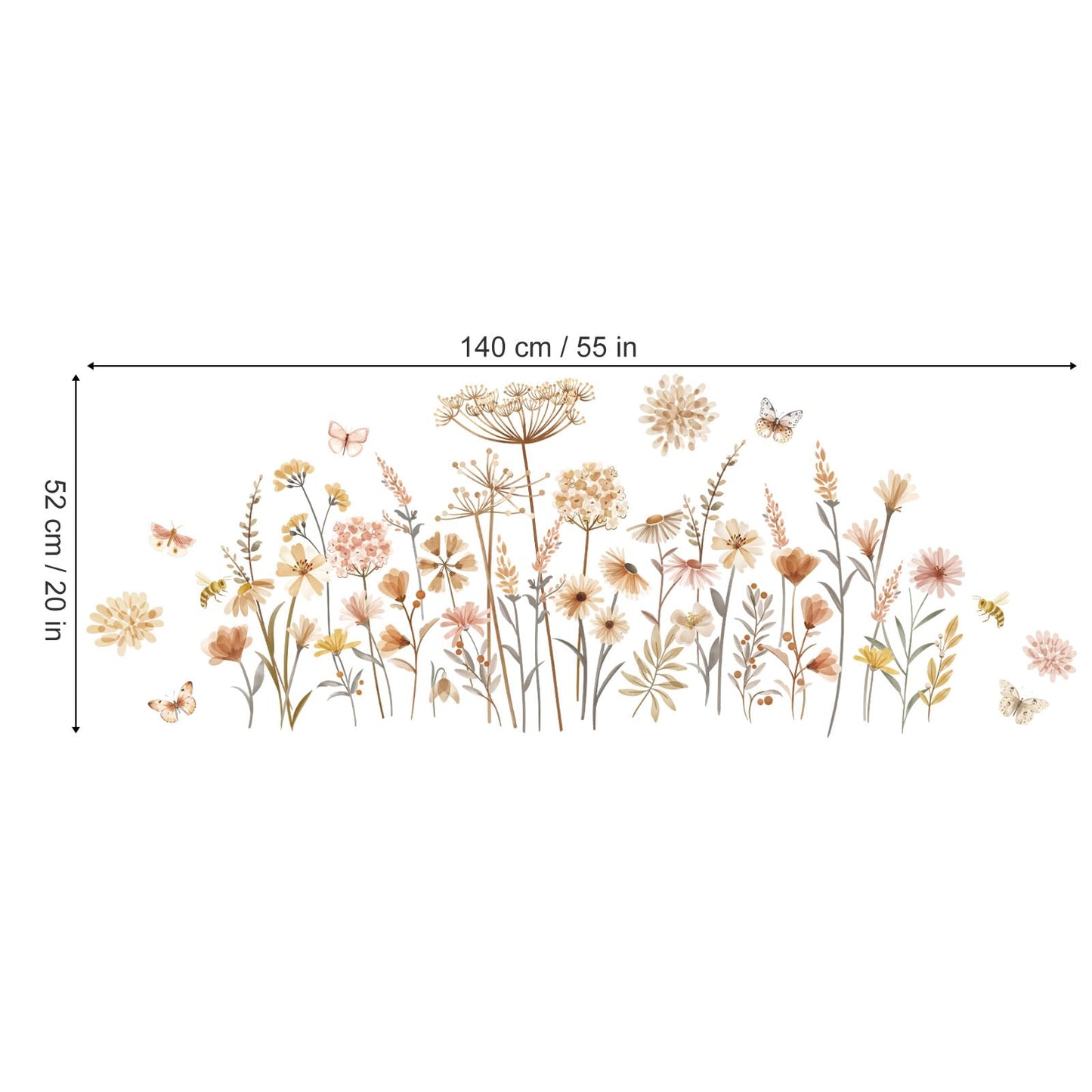 Boho Flower Wall Decals Wildflower Floral Dandelion Grass Wall Stickers Baby Nursery Girls Bedroom Kids Room Wall Decor