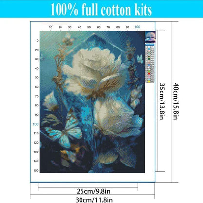 Flower Stamped Cross Stitch Kits - Counted Cross Stitch Kits for Beginners Adults,11 CT Patterns Dimensions Embroidery Kits Arts Craft Kits,for Gift and Home Decor 12 x 16in