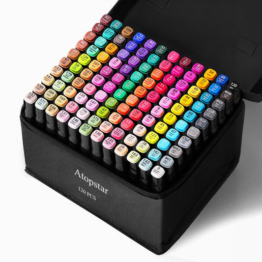 120 Colors Alcohol Markers Artist Drawing Art Markers for Kids Dual Tip Markers for Adult Coloring Painting Supplies Perfect for Gift(120 Black Shell)