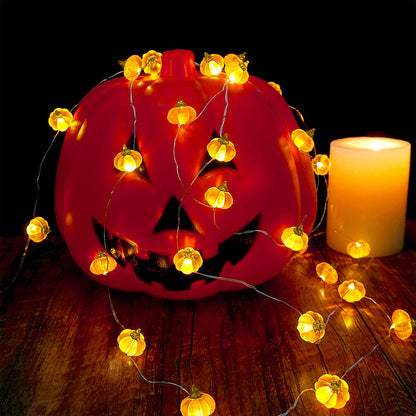 Halloween Lights 3D Jack-o-Lantern 10ft 30 LEDs Pumpkin String Lights Battery Powered Orange Lights for Halloween Party Indoor Fall Outdoor Harvest Thanksgiving Decorations