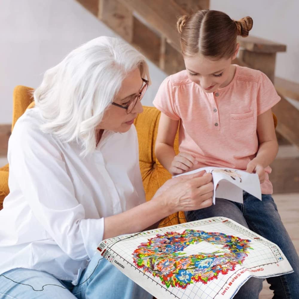 Cross Stitch Kits for Adults - Turtle Stamped Crossstitching Kits Preprinted 11 Count Cross-Stitch Kit for Beginner, 11CT Prestamped Easy Pattern Needlepoint Kits Crafts for Decor