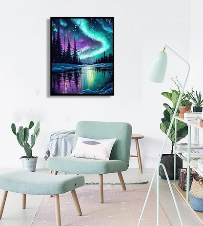 Starry Night Stamped Cross Stitch Kits - Needlepoint Counted Cross Stitch Kits for Beginner Adult Crossstitching Printed Dimensions Scenery Patterns Stitch Embroidery Kits Arts and Crafts