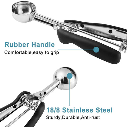 Cookie Scoop Set, Include 1 Tbsp/2 Tbsp/3 Tbsp, Cookie Scoops for Baking Set of 3, Cookie Dough Scoop, 18/8 Stainless Steel, Good Grip, Non-Slip, for Cookie Cupcake Muffin Ice Cream waffle