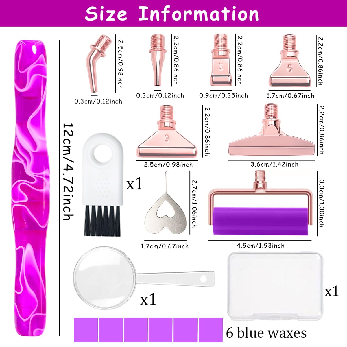 Do Ergonomic Diamond Painting Art Drill Bead Dot Pen Kit with Screw Steel Silver Metal Tip Nibs Placers Roller Tool Accessories for 5D Diamond Paint Purple