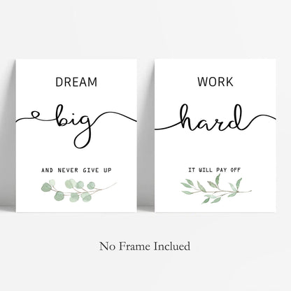 Inspirational Wall Art Office Decor, Motivational UNFRAMED Wall Art Prints for Bedroom,Living Room,Office,Classroom, Set of 4, 8"x10"