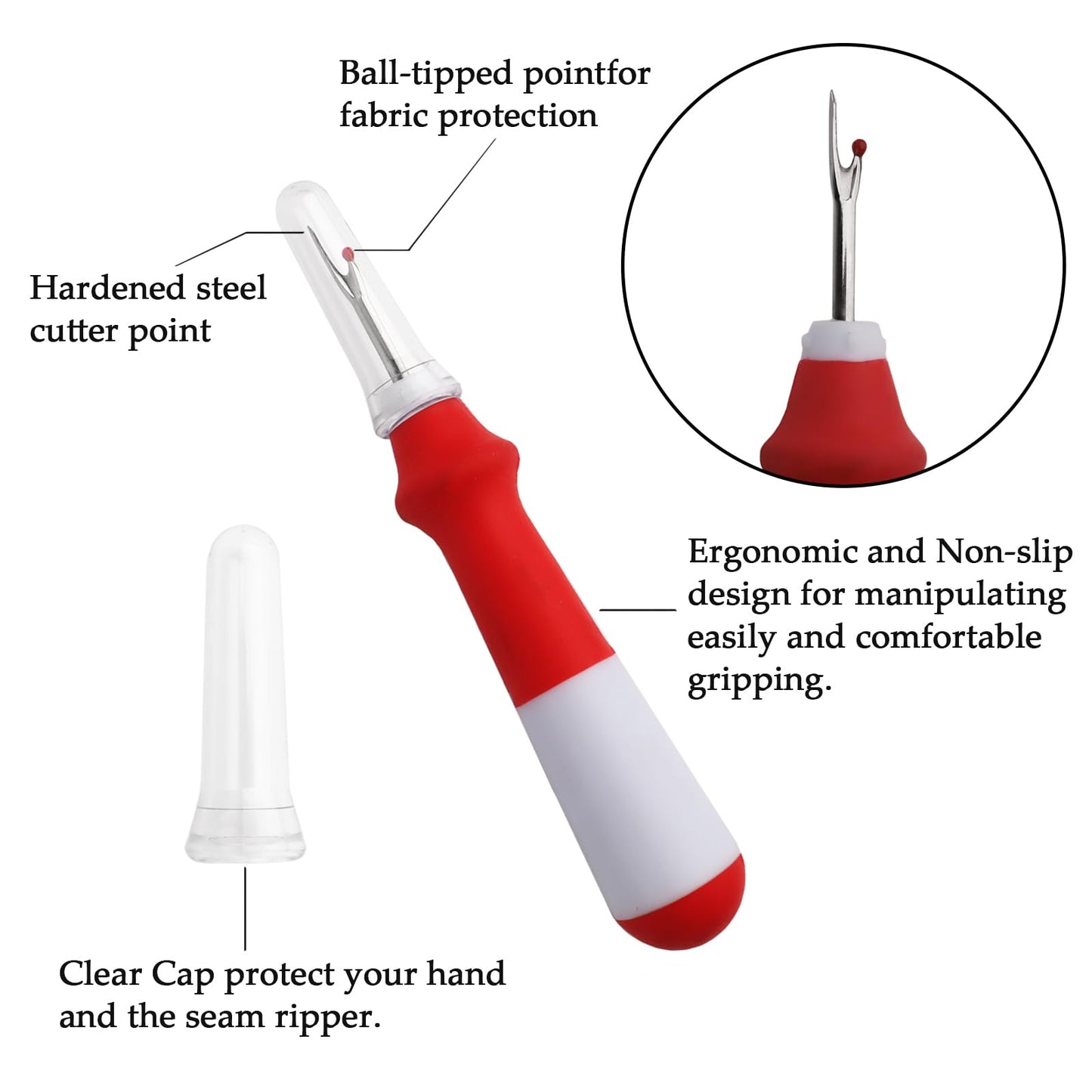 3 Pieces Ergonomic Grip Seam Ripper, Colorful Large Thread Remover for Sewing Crafting Removing Embroidery Hems and Seams