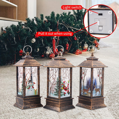 3 Pieces Christmas Lanterns Battery Operated Christmas Decorations Spinning Flashing Lanterns