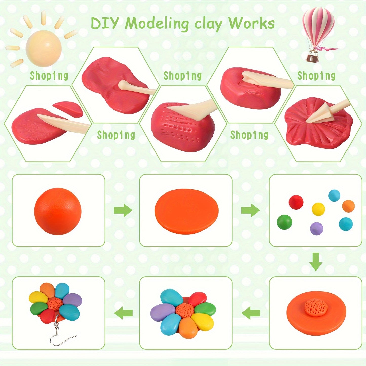 Polymer Clay 60 Colors DIY Modeling Clay for Kids, Oven Bake Clay with Sculpting Tools