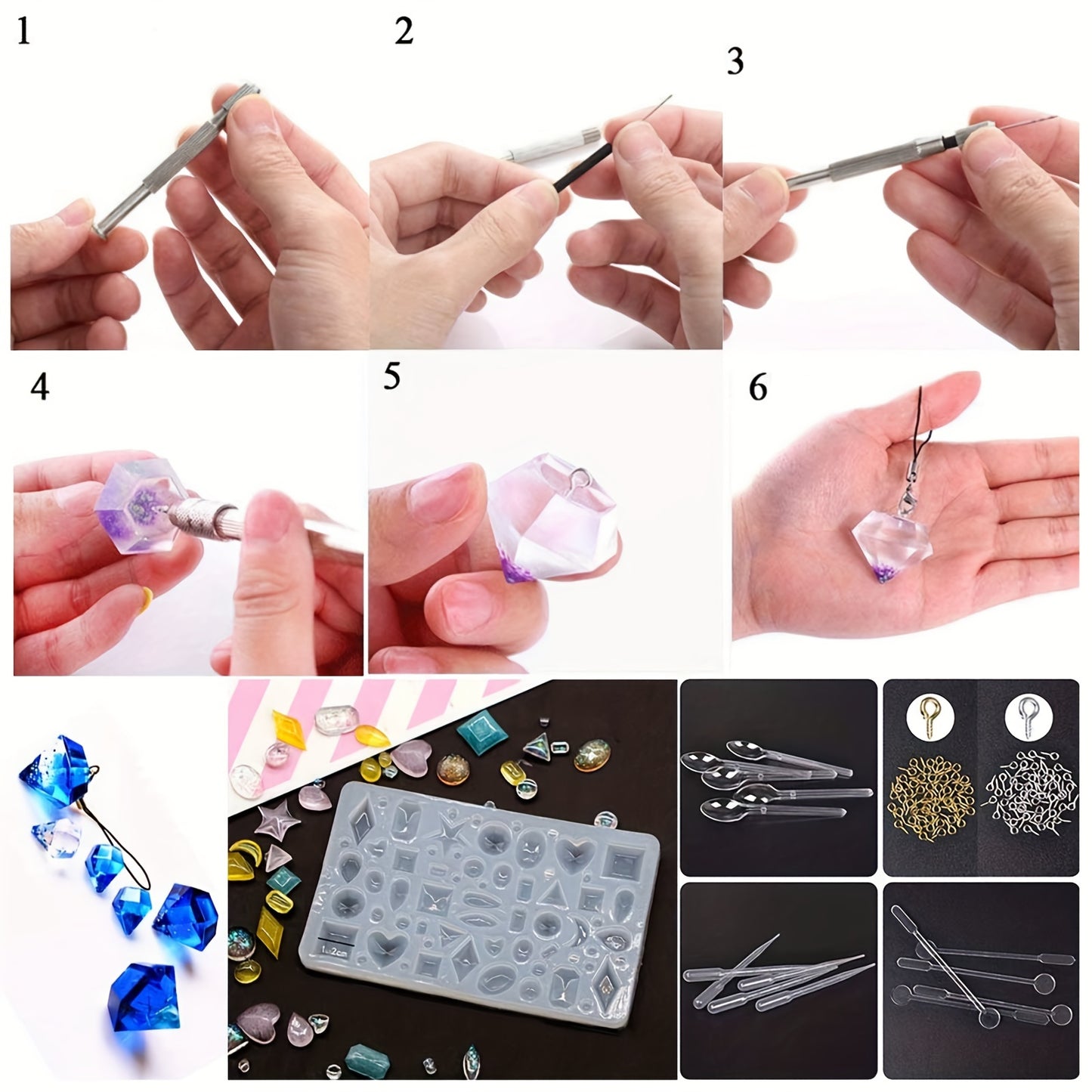 229pcs Set Casting Molds Jewelry Pendant Silicone Molds Kit for Making Necklace Earrings Crafts