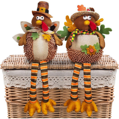 2-Pack Handmade Fall Gnomes - 6-inch Thanksgiving Tabletop Decor for Mantel, Centerpiece, and Holiday Home Decor