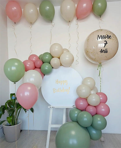 Retro Dusty Pink Sage Green Metallic Gold Latex Balloons, 35pcs Set - Olive Green Pink White Gold Confetti for Girls Jungle Birthday Baby Shower Wedding Party Decoration
