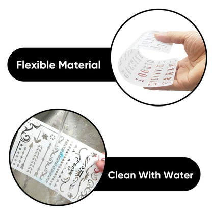 30 PCS Journal Stencils, Planner Stencils for Junk Journal Notebook Diary Scrapbook DIY Drawing Template Journal Stencil 4x7 Inch