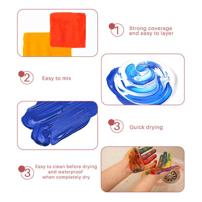 Acrylic Paint Set 24 Colors 2oz/59ml with 12 Brushes, Art Craft Paints Kit, Paint for Canvas, Rocks, Wood, Fabric, Ceramic and Art Supplies, Non Toxic Paint for Artists and Beginners