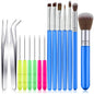 15 Pieces Cake Decorating Tool Set Include Cookie Decoration Brushes Cookie Scriber Needles Sugar Stir Needles Elbow and Straight Tweezers for Biscuit Cake Fondant Decor Supplies(Blue)