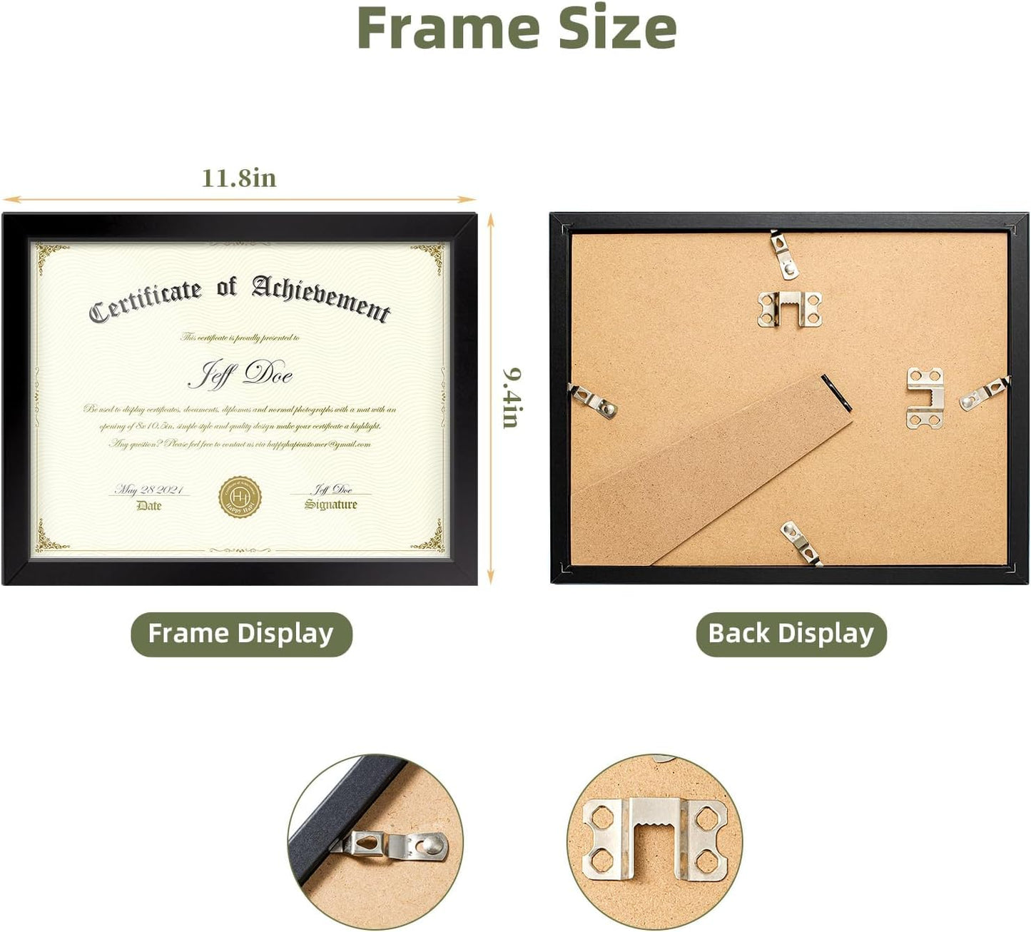 8.5x11 Picture Frames Certificate Frame | 4 Pack Document Frames Bulk for Diploma, Degree, Photograph, and Photos | Tabletop or Wall Mount | Black