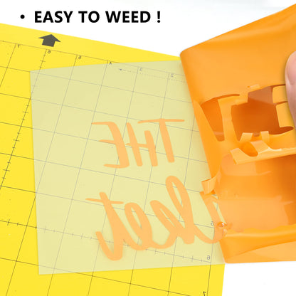 Yellow Orange Iron on Vinyl - 12Inch by 5ft Roll HTV Heat Transfer Vinyl for T-Shirt HTV Rolls for All Cutter Machine - Easy to Cut & Weed for Heat Transfer Design