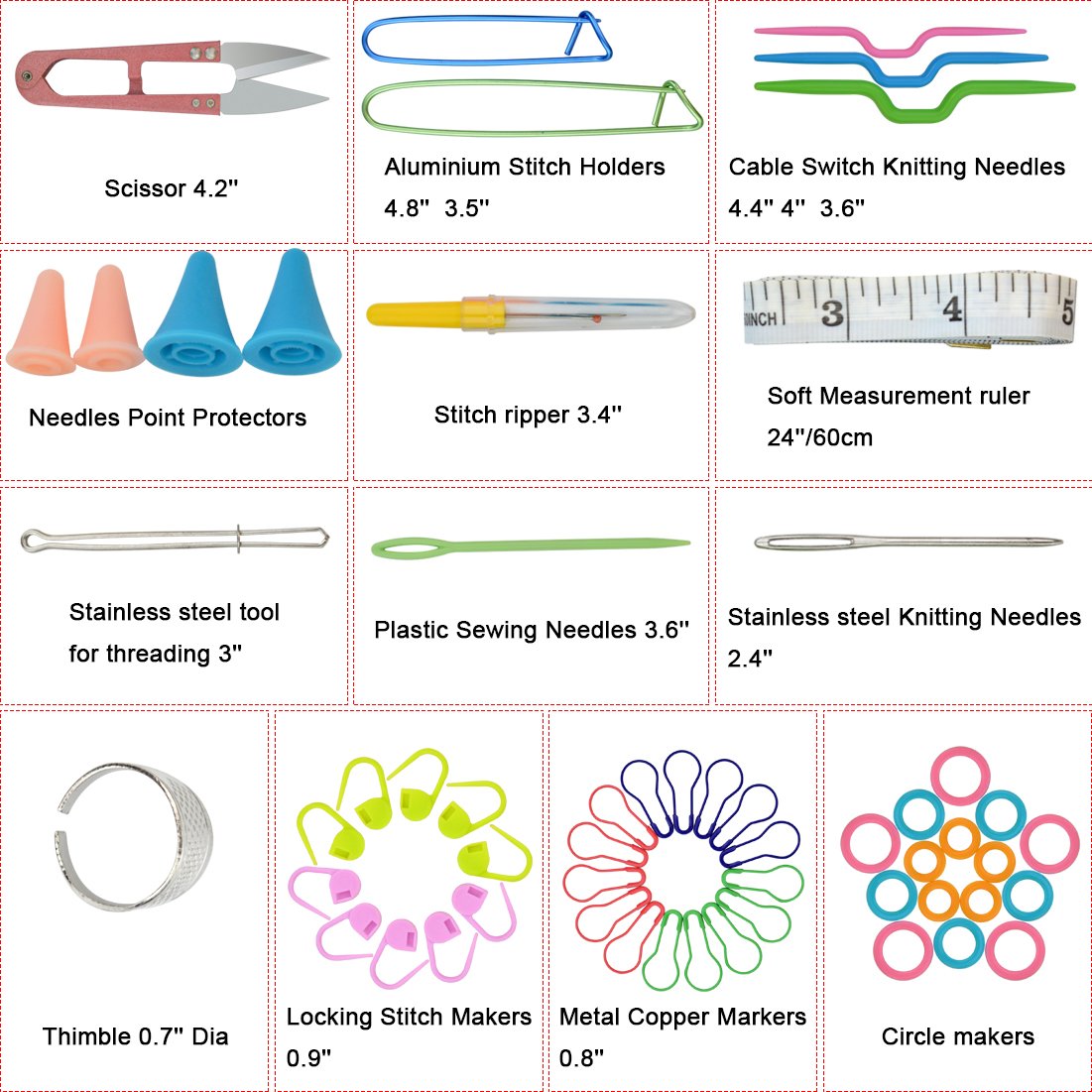 New Basic Knitting Tools Accessories Supplies with Case Knit Kit Lots