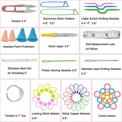 New Basic Knitting Tools Accessories Supplies with Case Knit Kit Lots