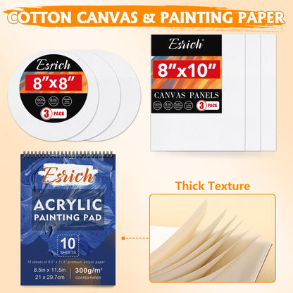 Acrylic Paint Set,57 PCS Professional Painting Supplies with Paint Brushes, Acrylic Paint, Easel, Canvases, Painting Pads，Palette, Paint Knife, Brush Cup and Art Sponge for Hobbyists and Beginners