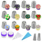Russian Flower Piping Tips Set - 47 Pcs Cake & Cupcake Decorating Kit - 12 Icing Nozzles, 2 Leaf Tips, 30 Pastry Bags, 1 EVA Bag, 2 Couplers