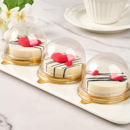 Mini Dessert Containers with Dome Lids, 100Pcs Clear Plastic Individual Ore Cookie holder, Small Cake Box for Mini Cupcake, Cocoa Bomb, Strawberry, Cheesecake and Mooncake