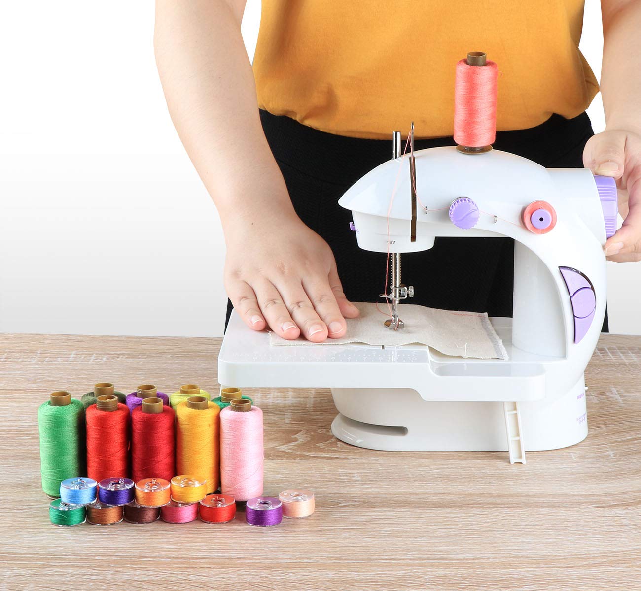 50Pcs Bobbins Sewing Thread Kit, 400 Yards Sewing Thread Spools, Prewound Hand & Machine Thread, Sewing Machines Thread for Brother Singer Janome Juki Serger Machine, 25 Colors