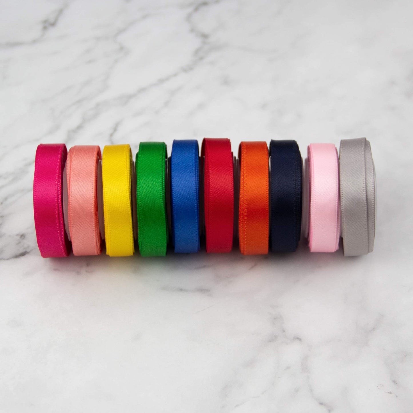 Solid Color Double Sided Polyester Satin Ribbon 10 Colors 3/8" X 5 Yard Each Total 50 Yds Per Package Ribbon Set, Perfect for Gift Wrapping, Hair Bow, Trimming, Sewing and Other Craft Projects