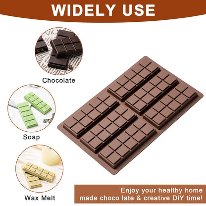Chocolate Bar Mold,Non-Stick Chocolate Molds, 100% Food Grade Silicone Deep Chocolate Bar Mold for Dubai Chocolate Bar Pistachio, Candy, Knafeh Pistachio Chocolate Bar and More (10 Snap)