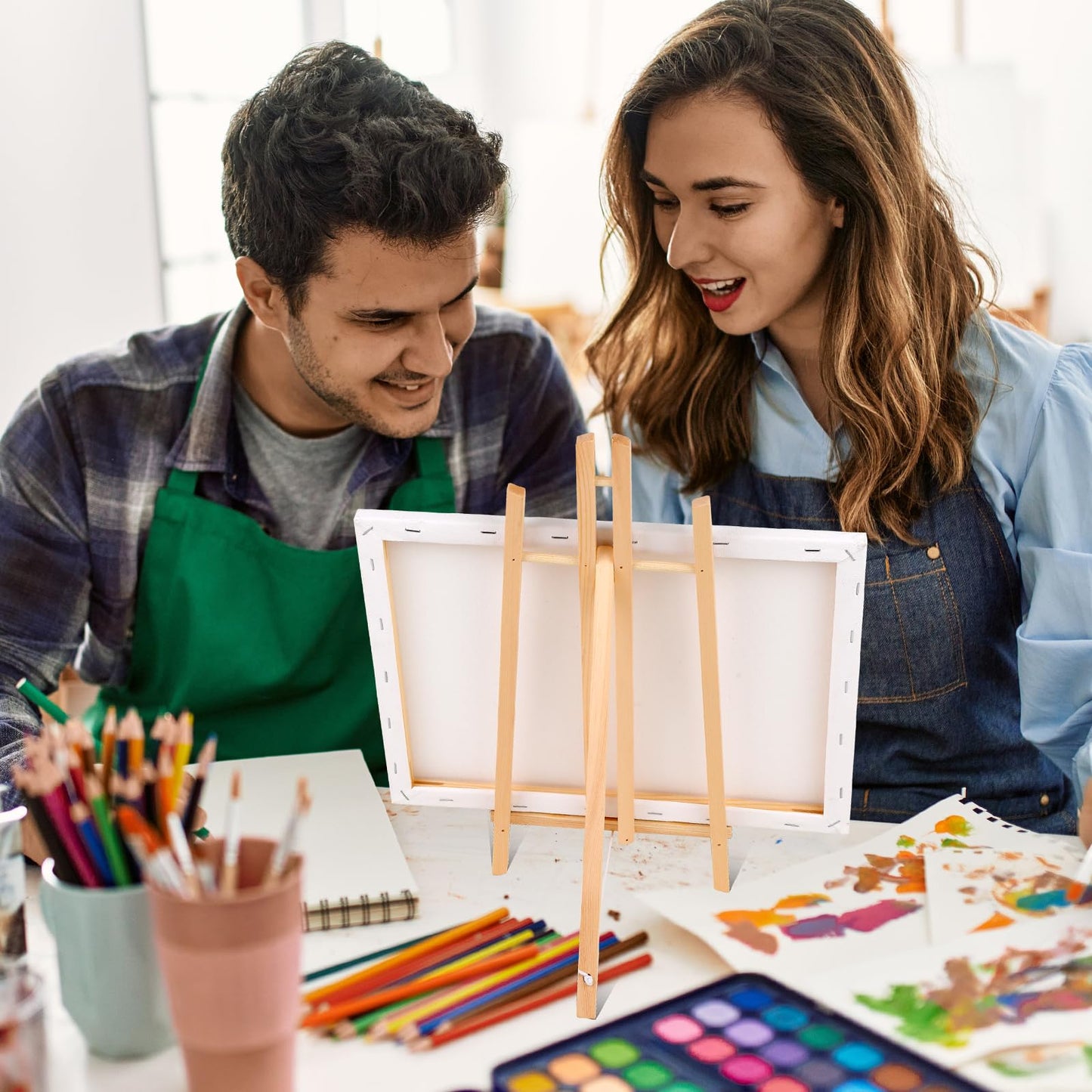 2Pack16in Tabletop Easel,Tabletop Easel for Painting Party, Wooden Tabletop Display Easels,Painting Easel for Displaying Canvases, Photos, Display Tripod Holder Stand for Students Kids