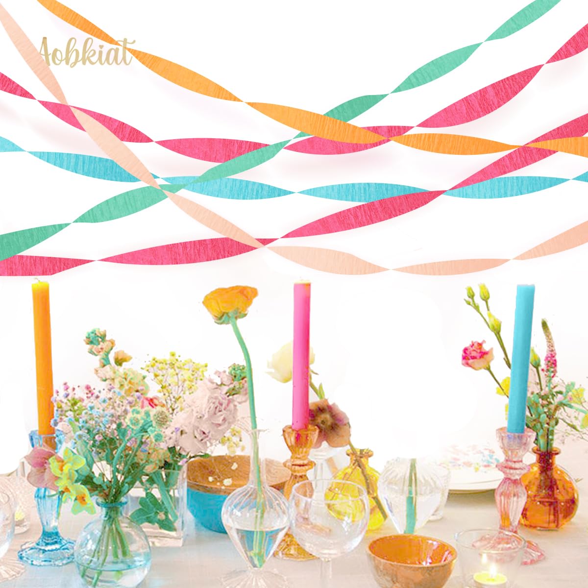 5 Rolls Rainbow Party Streamers Crepe Paper,Candyland Party Decorations for Christmas,Birthday,Wedding,Bachelorette,Bridal/Baby Shower,Hanging Candyland Backdrop Decoration