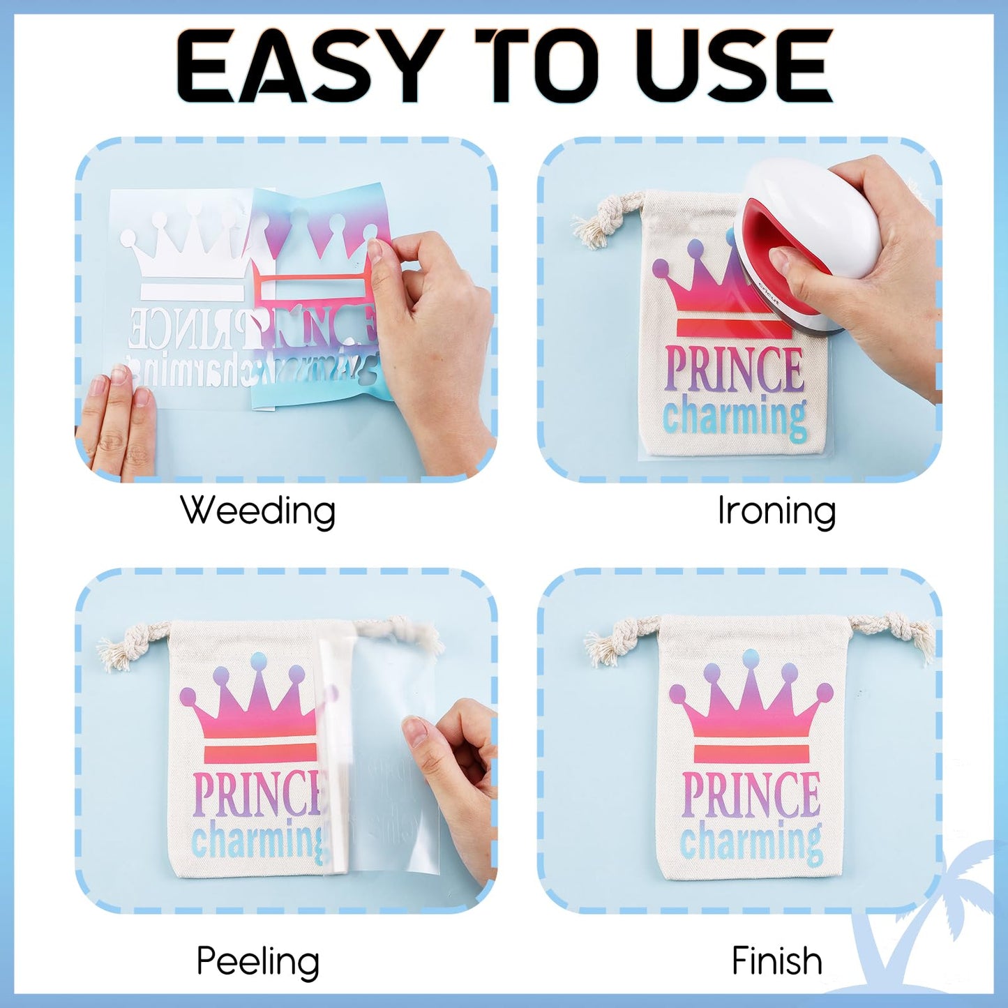 Gradient Heat Transfer Vinyl - 12 Sheets 12 x 10 Inches Bright Ombre Heat Transfer Vinyl Rainbow HTV for T-Shirts DIY Patterned HTV Vinyl Compatible with Sillhoutte Cameo and Cricut