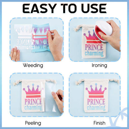 Gradient Heat Transfer Vinyl - 12 Sheets 12 x 10 Inches Bright Ombre Heat Transfer Vinyl Rainbow HTV for T-Shirts DIY Patterned HTV Vinyl Compatible with Sillhoutte Cameo and Cricut