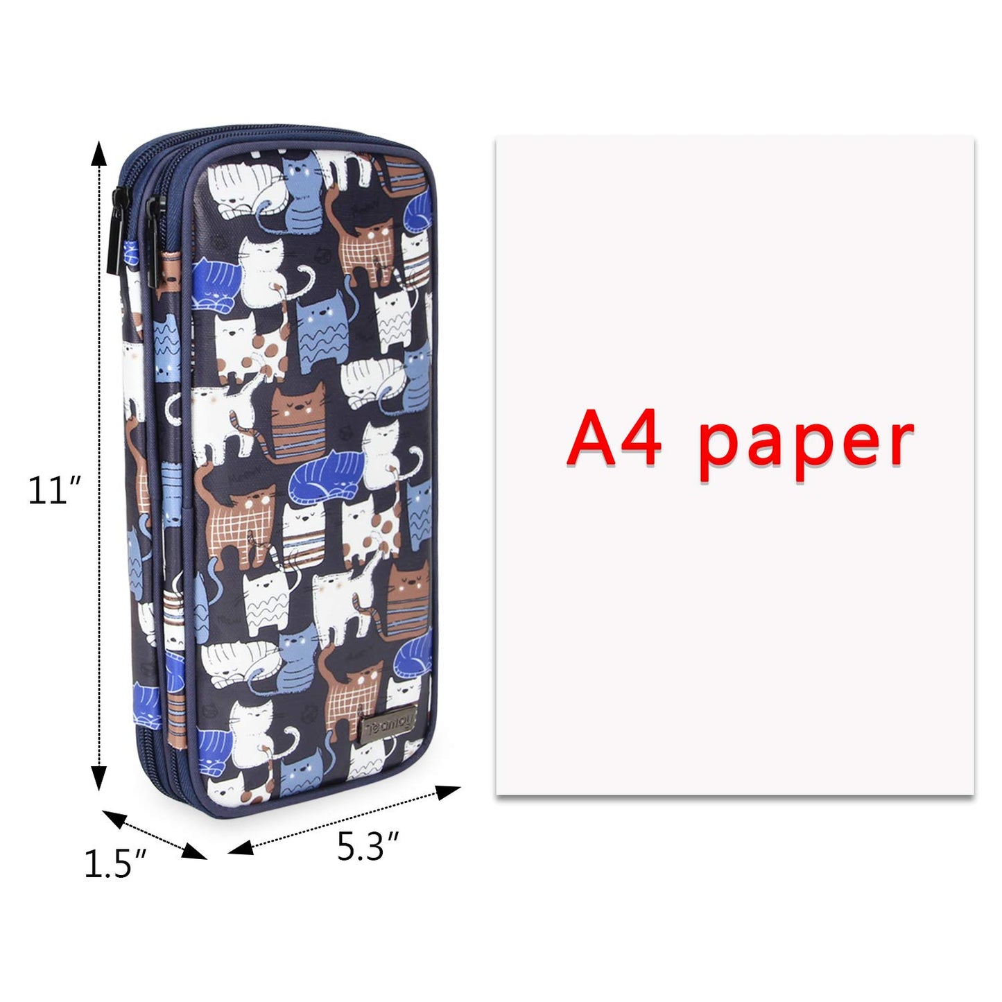 Knitting Needles Case(up to 10-Inch), Travel Organizer Storage Bag for Circular and Straight Knitting Needles, Crochet Hooks and Knitting Accessories, Blue Cats-NO ACCESSORIES INCLUDED