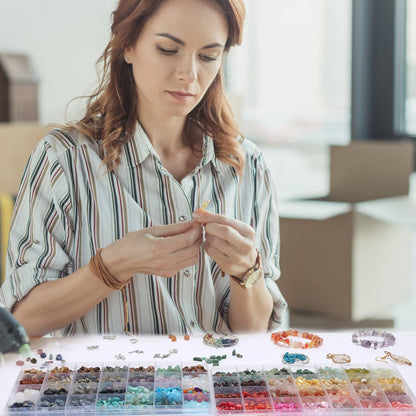 1800pcs 56 Colors Crystal Beads, Ring Making Kit, Gemstone Chip Beads Irregular Natural Stone with Jewelry Making Supplies for DIY Craft Bracelet Necklace Earrings, Craft Gifts