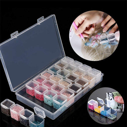 2 Pack 28 Slots Plastic Craft Organizer Case Diamond Storage Box(2pcs)