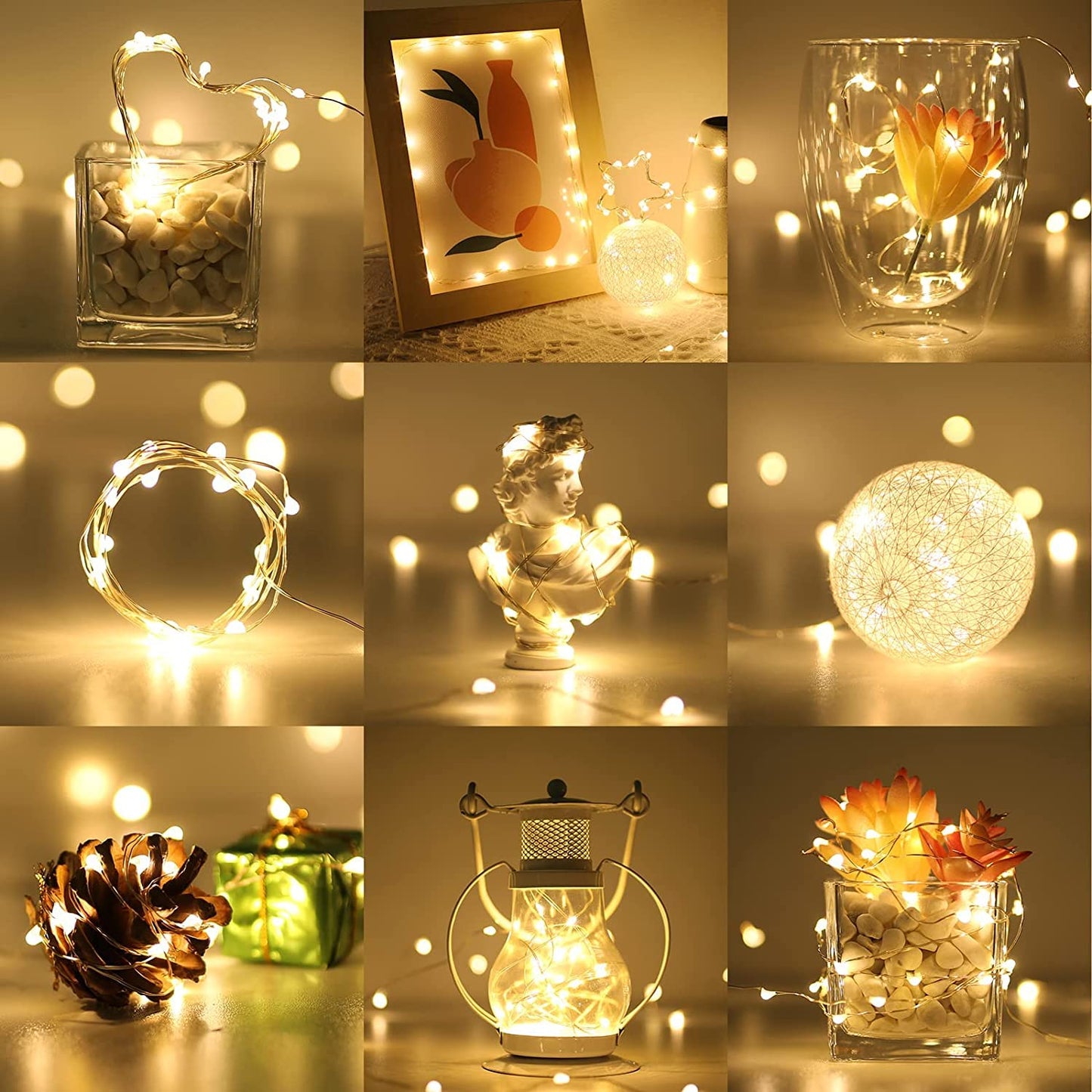 Fairy Lights Battery Operated 20 LED Mini String Lights, Small Pixie Lights for Mason Jars, Crafts, DIY Wedding Party Centerpieces, Bedroom Wall Vines Holiday Garland, 8 Pack