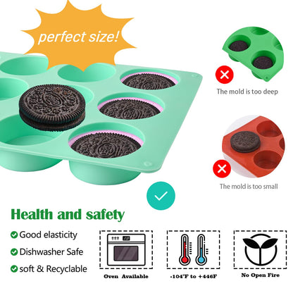 Round Chocolate Cookie Molds, New Size 12-Cavity Cylinder Chocolate Cover Cookie Silicone Molds for Candy Mini Cakes Jelly Baking（2 Pack）