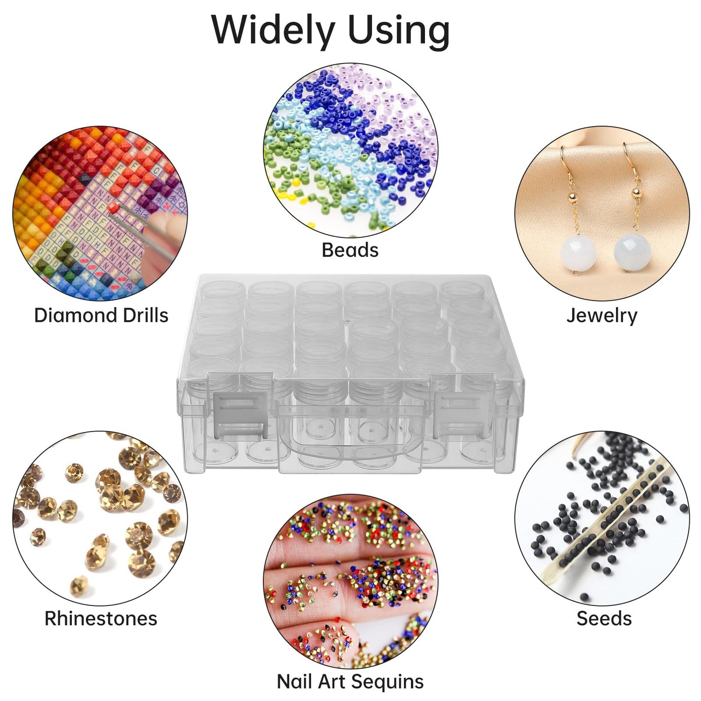 30 Slots Diamond Painting Storage Containers, Bead Organizer, Diamond Containers Diamond Painting Boxes Diamond Embroidery Box Storage Containers 30 Grids Storage Box for Beads Rhinestones (1 Pack)