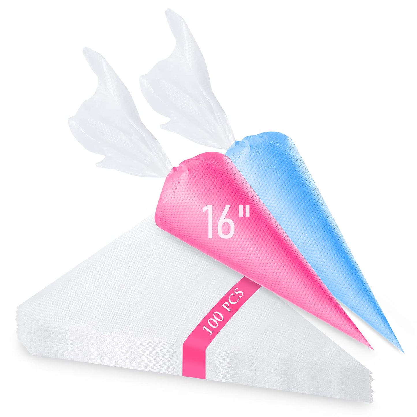 Piping Bags 100PCS & 16 Inches Tipless Piping Bags, Extra Thick Pastry Bags Disposable, Non-Slip Icing Piping Bags Disposable Design, Cake Decoration.