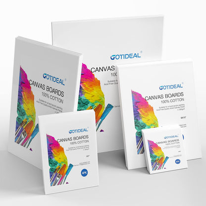 Canvas for Painting -18 Pack, Multi Pack 4x4, 5x7, 8x10, 9x12,11x14 Canvas Boards for Painting, Primed White Blank Artist Canvas Variety Pack for Acrylic, Oil Paint, Watercolor, Gouache