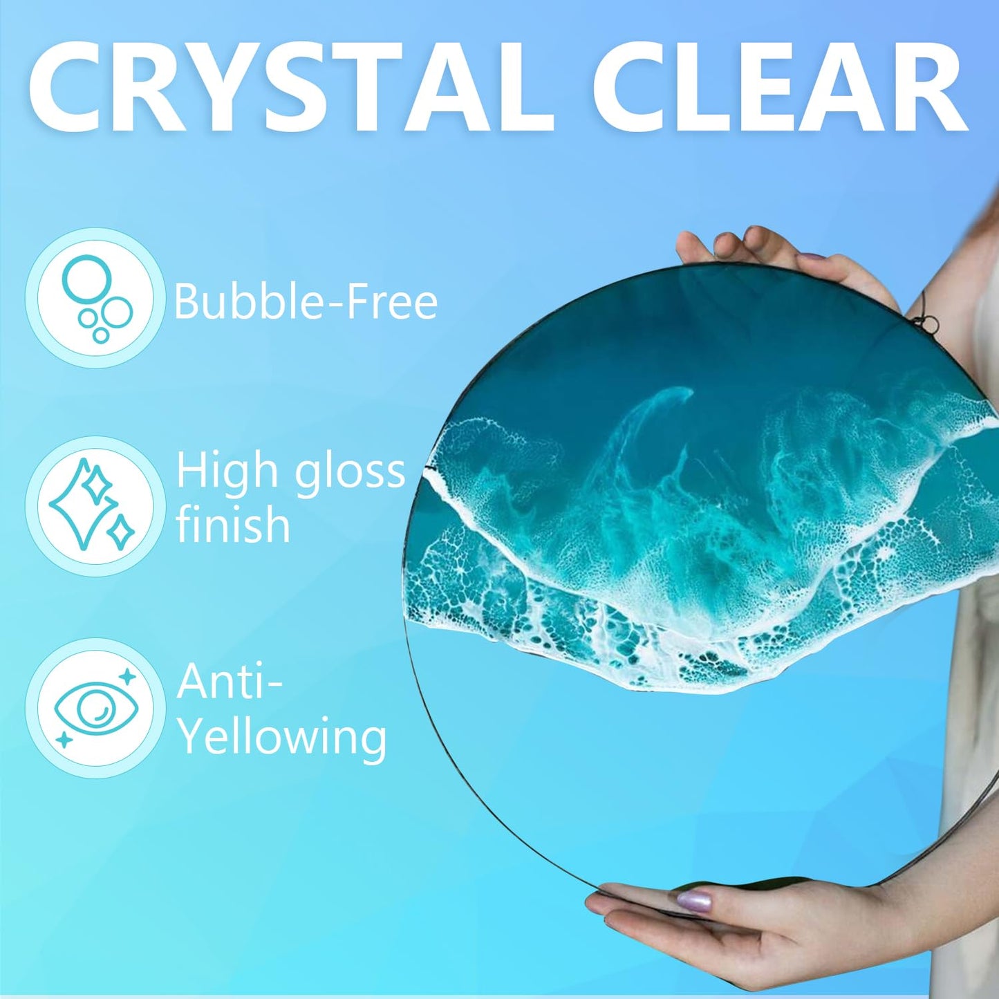 Epoxy Resin Kit Two Part 32 oz Crystal Clear Non-Yellowing Self-Leveling High Gloss UV & Heat Resistant Art/Craft/River Tables Beginner Friendly