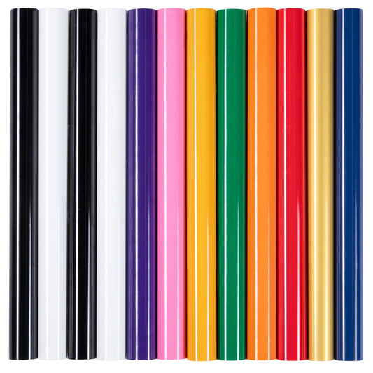 HTV Heat Transfer Vinyl -13 Pack HTV Vinyl Sheets, 12" x 10" Iron on Vinyl for T Shirts, 10 Assorted Premium Colors Heat Transfer Vinyl for All Cutting Machines