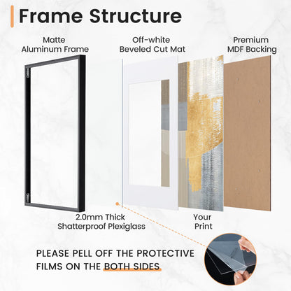 11x14 inch Black Metal Picture Frame - Set of 4 with High Definition Plexiglass and Premium Aluminum Alloy