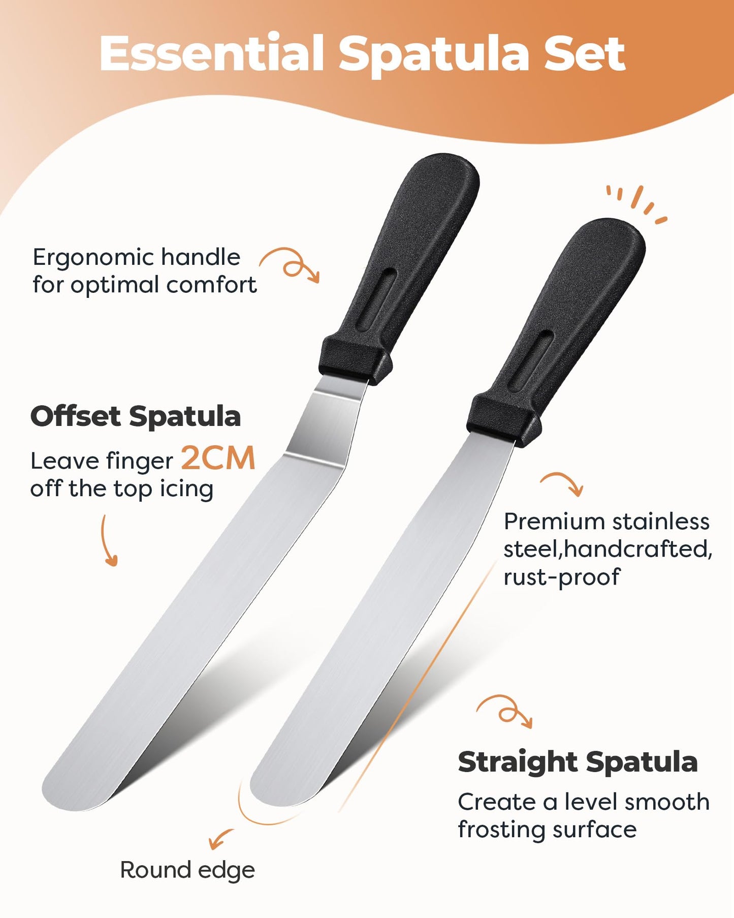 Cake Decorating Kit Baking Supplies Cake Turntable with 2 Frosting Straight Angled Spatula 3 Icing Smoother Scrapers Baking Accessories Tools for Beginners and Pros, White