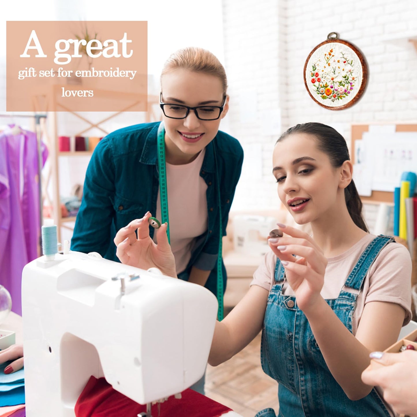 15 Pcs 3 Inch Spring Round Embroidery Hoops Frame Circle Rubber Hoops Ring Display Cross Stitch Ornament Imitated Wood Frame Kits for Mothers's Day Craft Sewing DIY Hanging Gifts