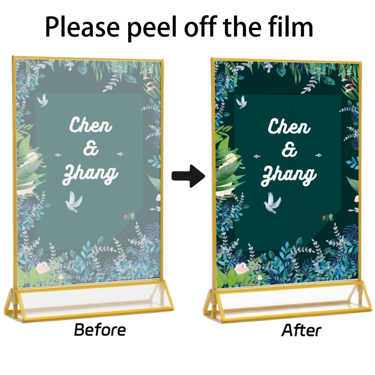 4x6 Acrylic Sign Holders 8 Pack Gold Table Number Holder for Wedding Picture Frame Double Sided Table Menu Stands with Vertical Stand, Photos and Art Display